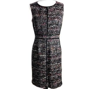 Anne Klein Tweed Black/ Multicolor‎ Panel Sheath Sleeveless Dress